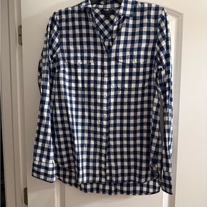 J. Crew Navy and White Plaid Gingham Button Down Shirt 6